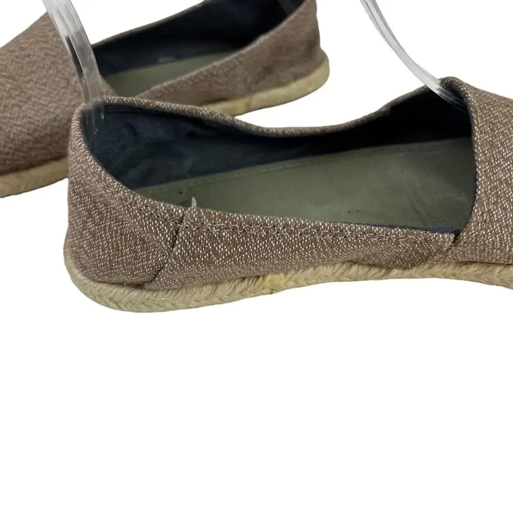 L.L. BEAN Brown Tan Slip On Espadrille Flats Loafers Casual Canvas Shoes sz 7.5